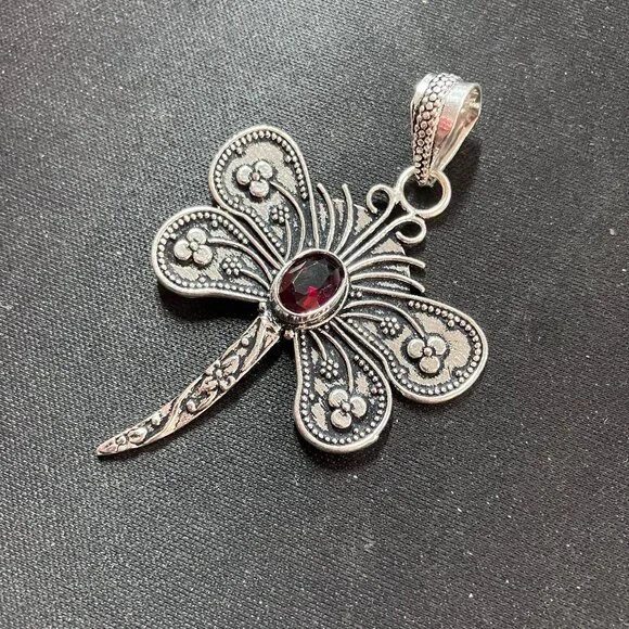 Garnet Dragonfly Pendant - Picture 4 of 6